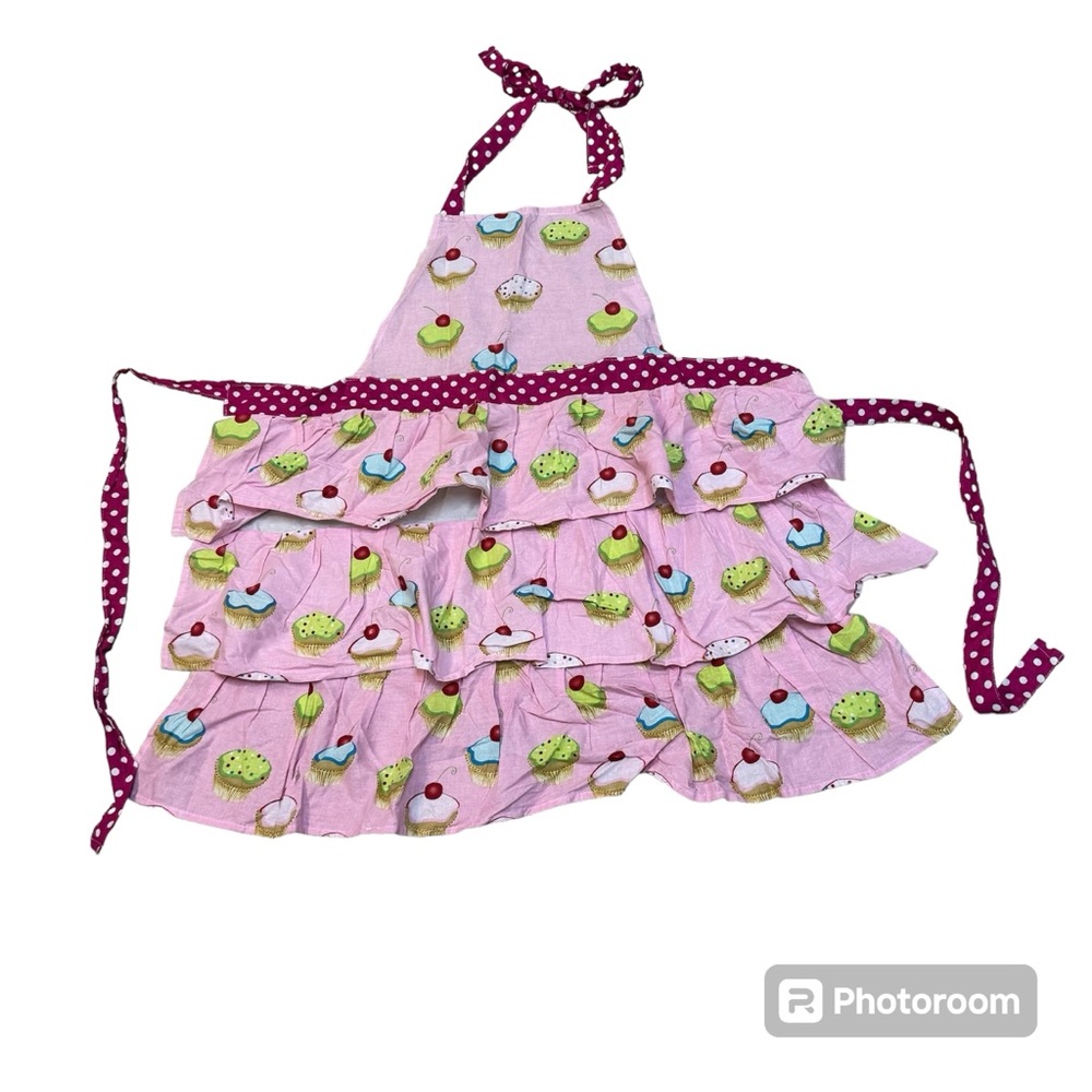 Gourmet Club Cupcake Pink Polka Dot Ruffles Baking Cooking Apron
